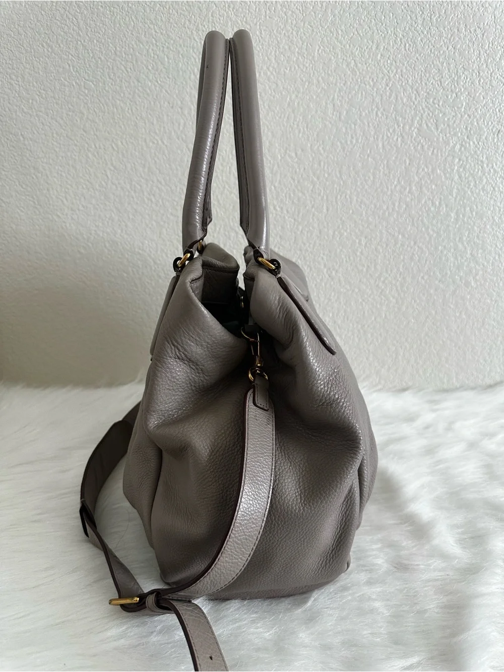 Marc Jacobs Taupe Leather Satchel with Removable Strap